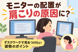 デスクワークで首を痛くしている女性